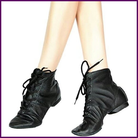 Women's Leather Jazz Dance Boots Soft-Soled High Boots Practice Shoes - Picture 4 of 6